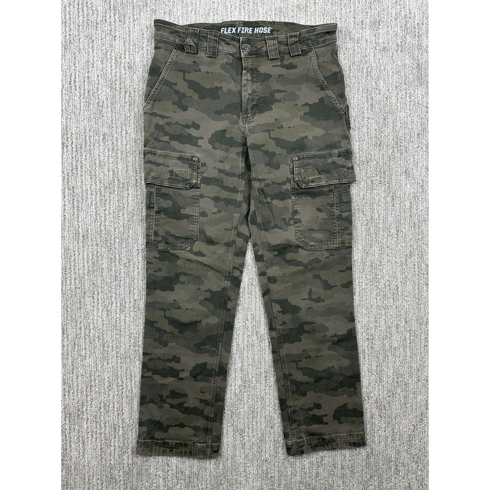 Duluth Trading Camo Cargo Pants Mens 34x32 (fits 33x30) Flex Fire Hose Slim Fit